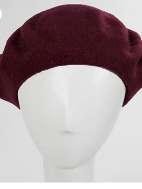 Wool Blend Burgundy Beret